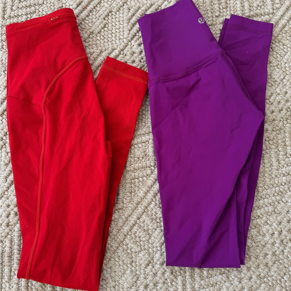 lululemon Vibrant Red and Purple Leggings - 2